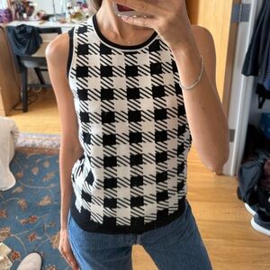 Ann Taylor Black and White Checkered Tank Top